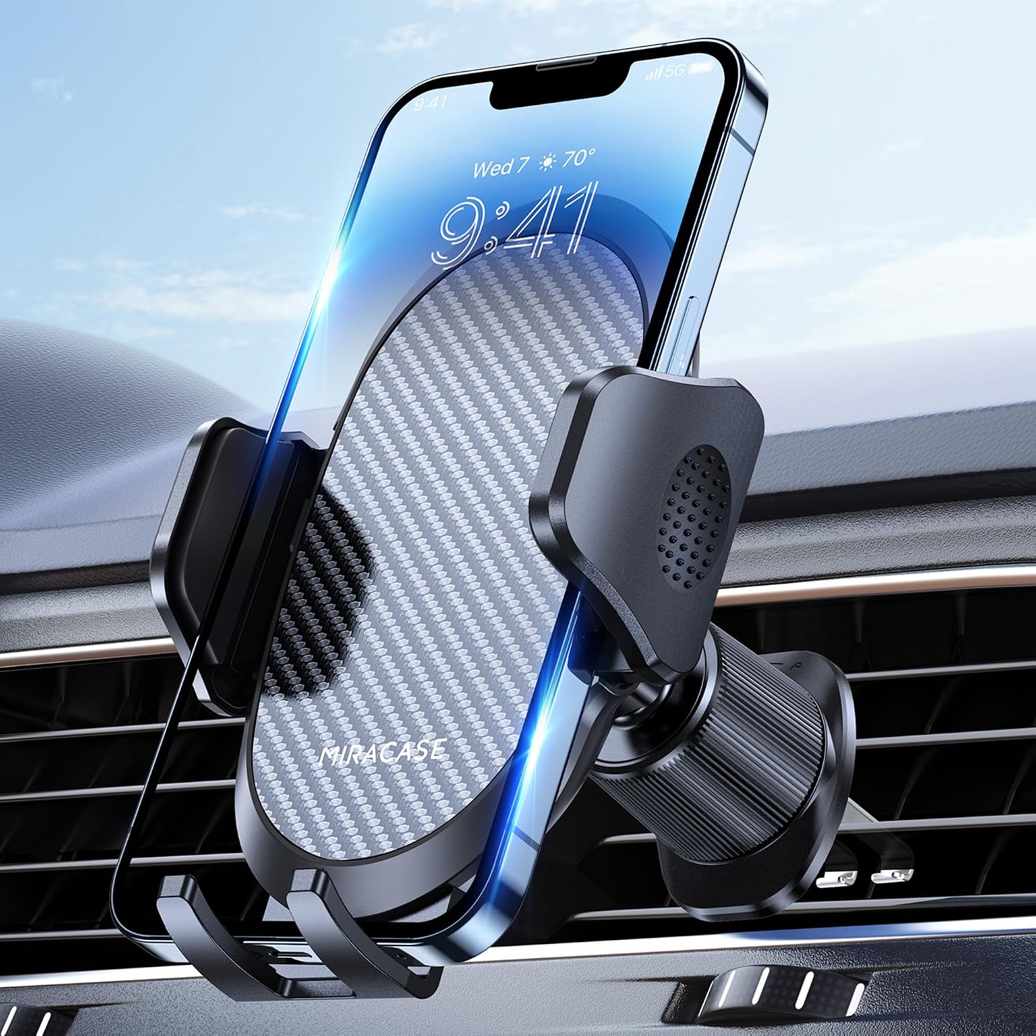 Air Vent Car Phone Holder, Hook Clip Mount, Dark Black
