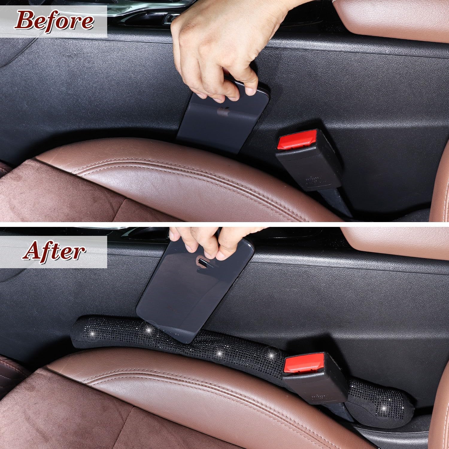 Black Rhinestone Car Seat Gap Fillers, 2-Piece Set — view 2