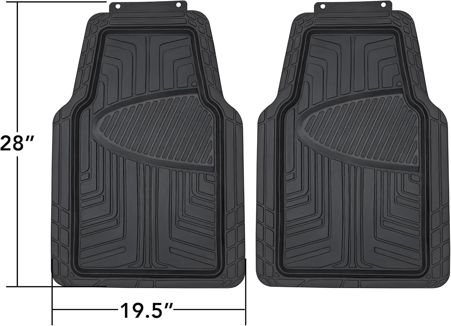 Black Rubber Car Floor Mats, All-Season, 2-Piece Set — view 2