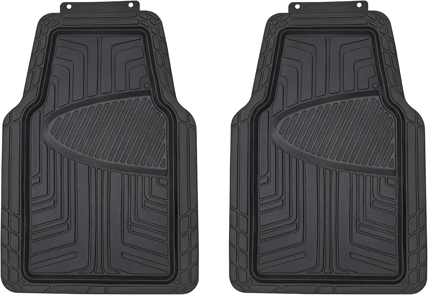 Black Rubber Car Floor Mats, All-Season, 2-Piece Set