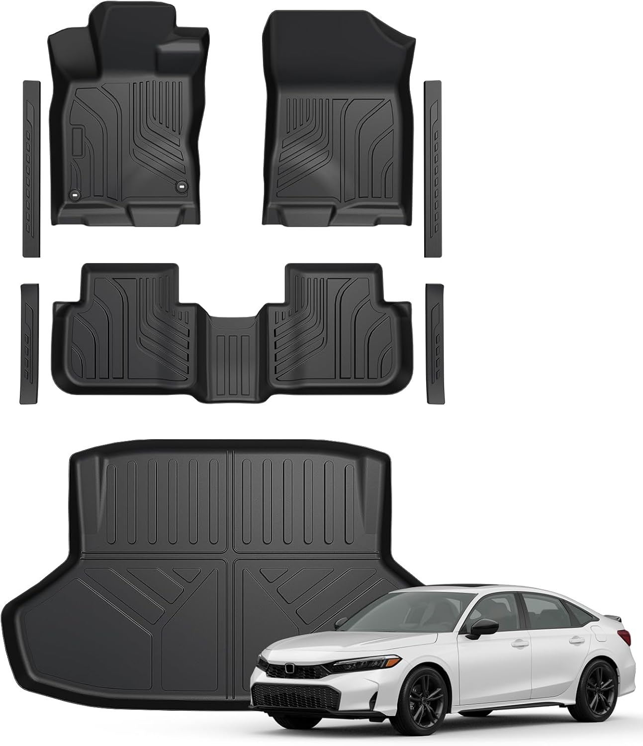 Black TPE Floor Mats and Cargo Liner Set for Select Car Models
