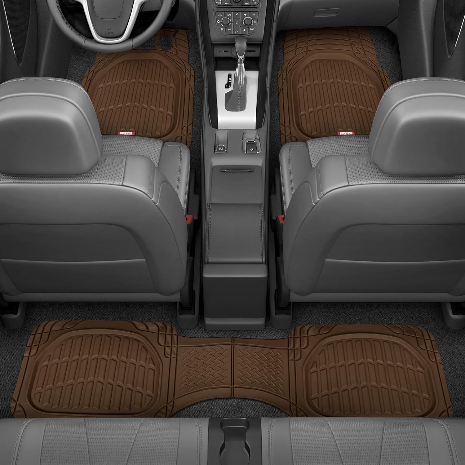 Brown Rubber All-Weather Vehicle Floor Mats, 4-Piece Set — view 2