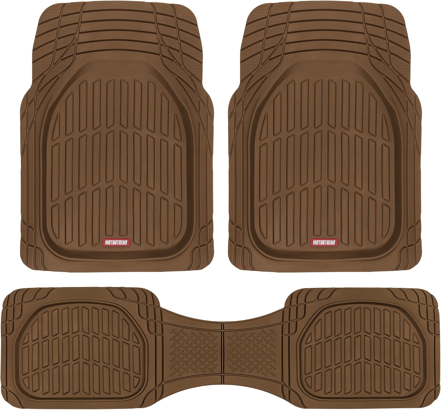 Brown Rubber All-Weather Vehicle Floor Mats, 4-Piece Set