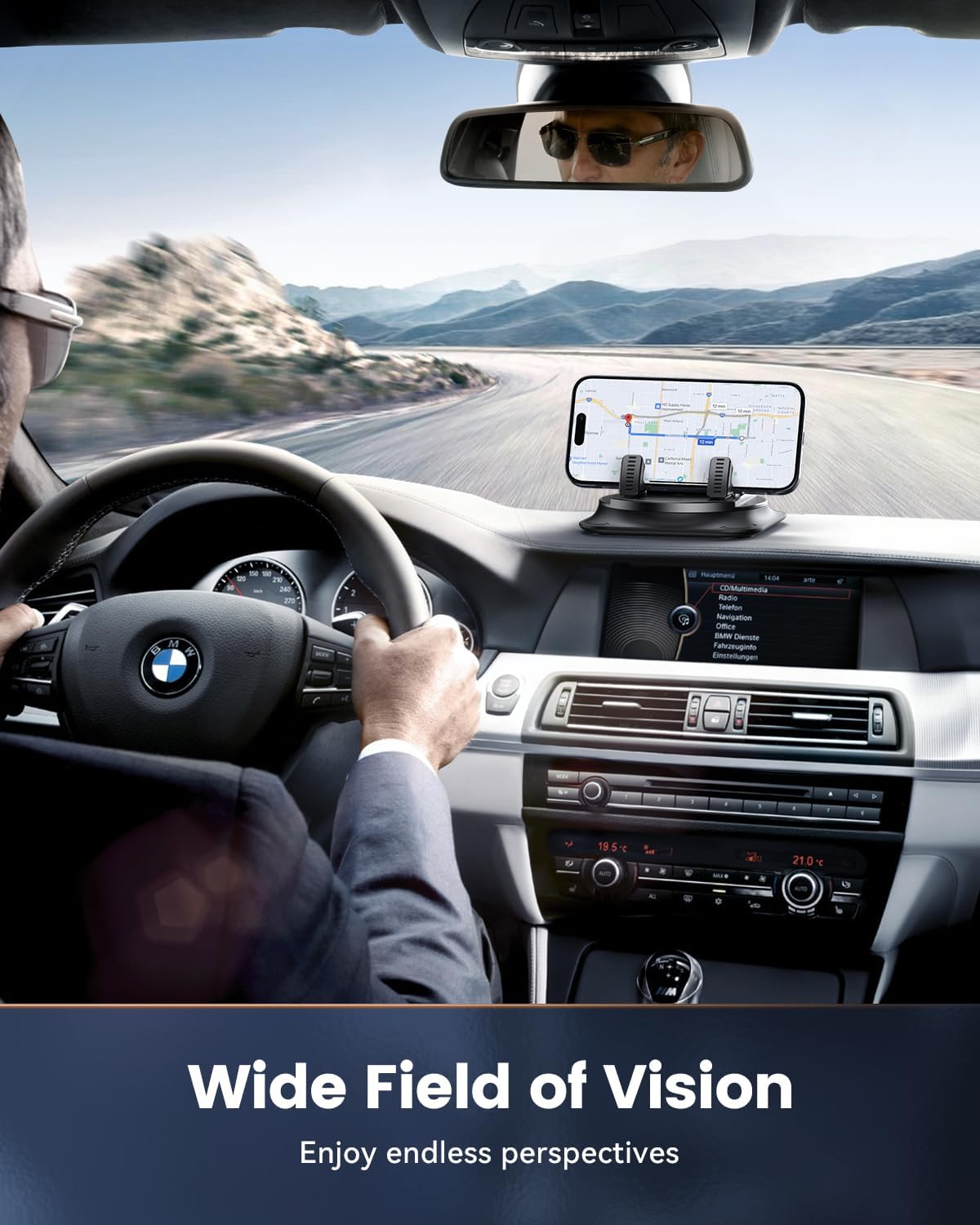 Car Dashboard Phone Mount with 360-Degree Rotation, Spring Clip — view 2