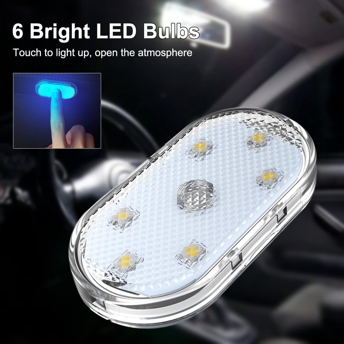 Car Interior LED Lights, 7-Color USB Rechargeable, 4-Piece Set — view 2