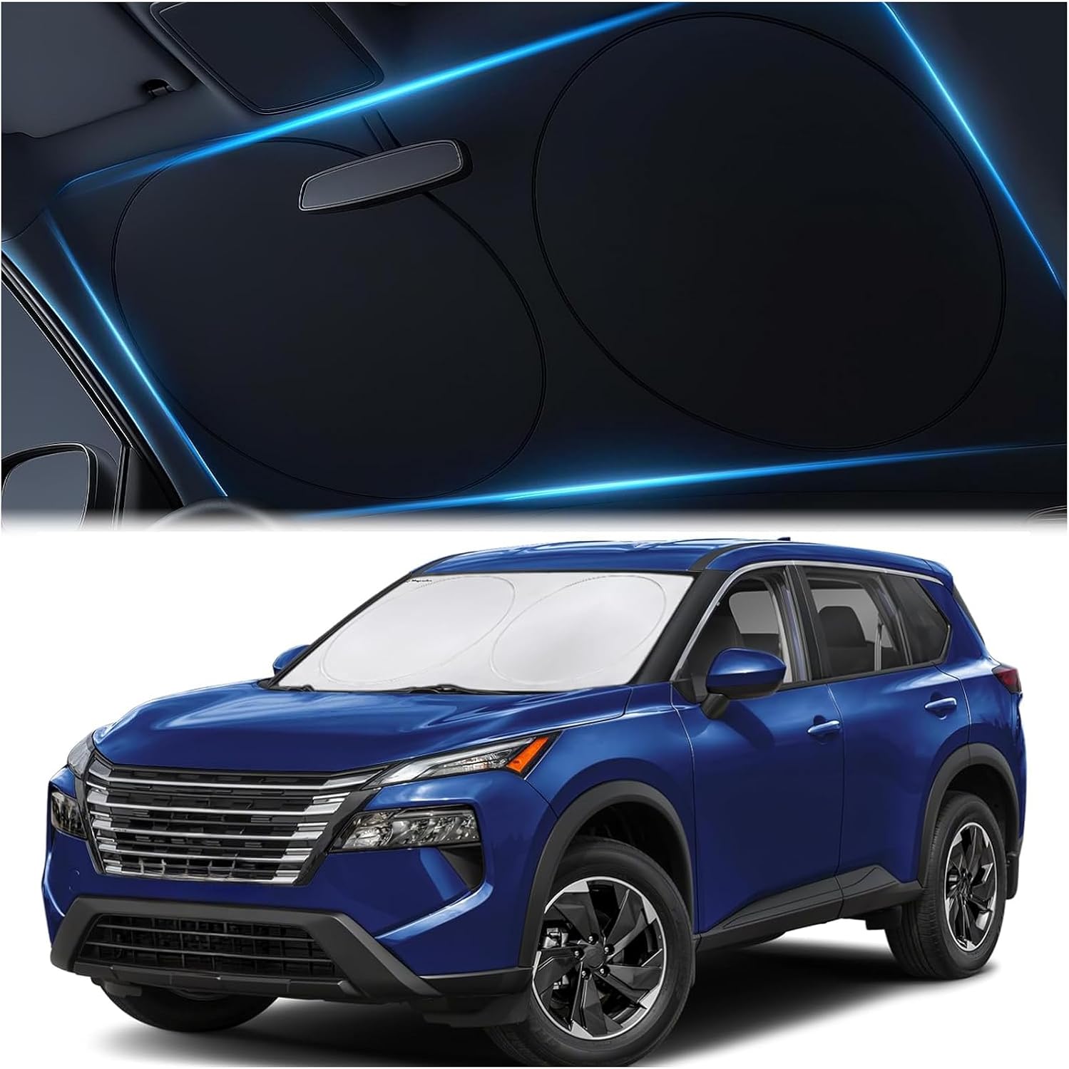Car Windshield Sun Shade, Foldable Double-Layer, Medium Size