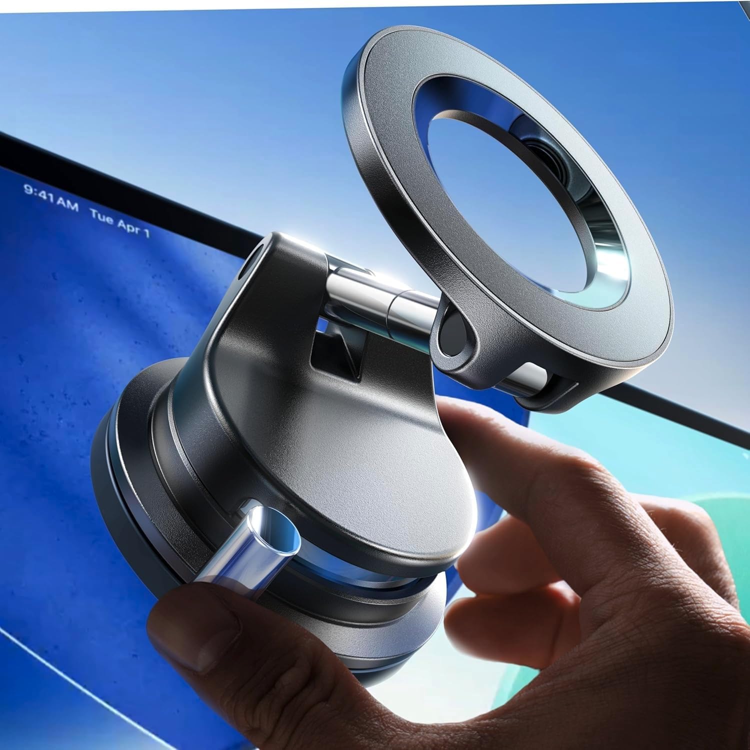 Magnetic Car Phone Mount with Suction Base, 360° Adjustable
