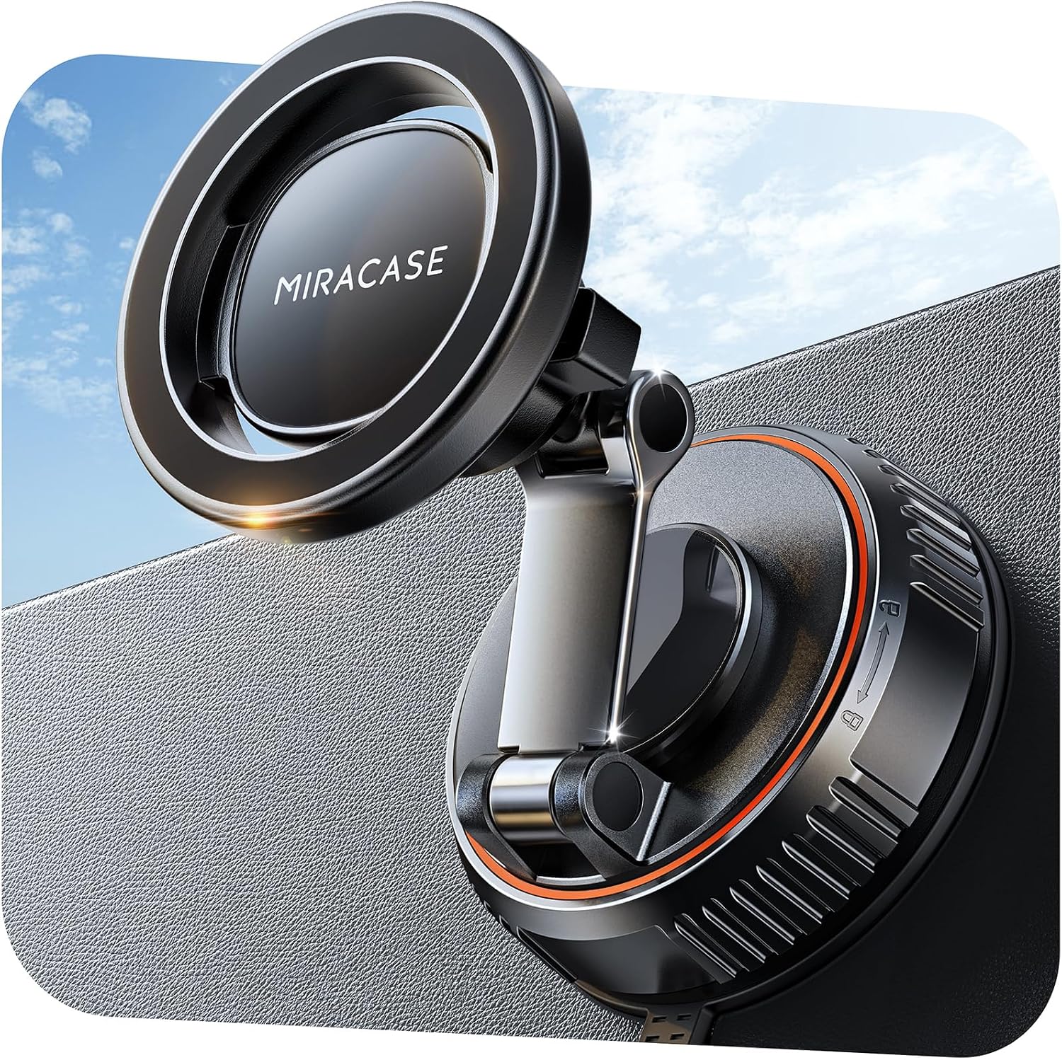 Magnetic Phone Holder with Suction Base, 360° Adjustable Car Mount