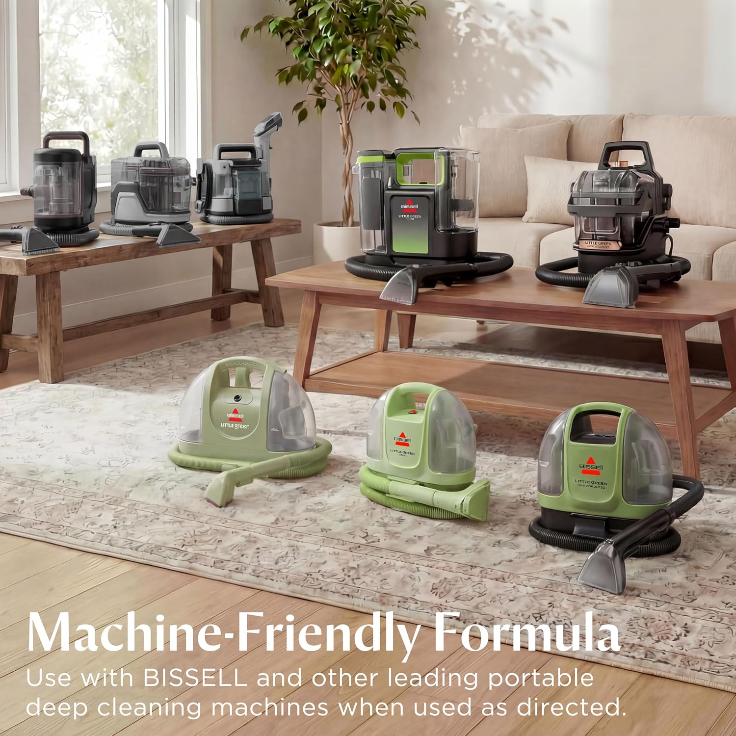 Mini Portable Carpet Cleaner, Green, with Stain Tools and Solution — view 2