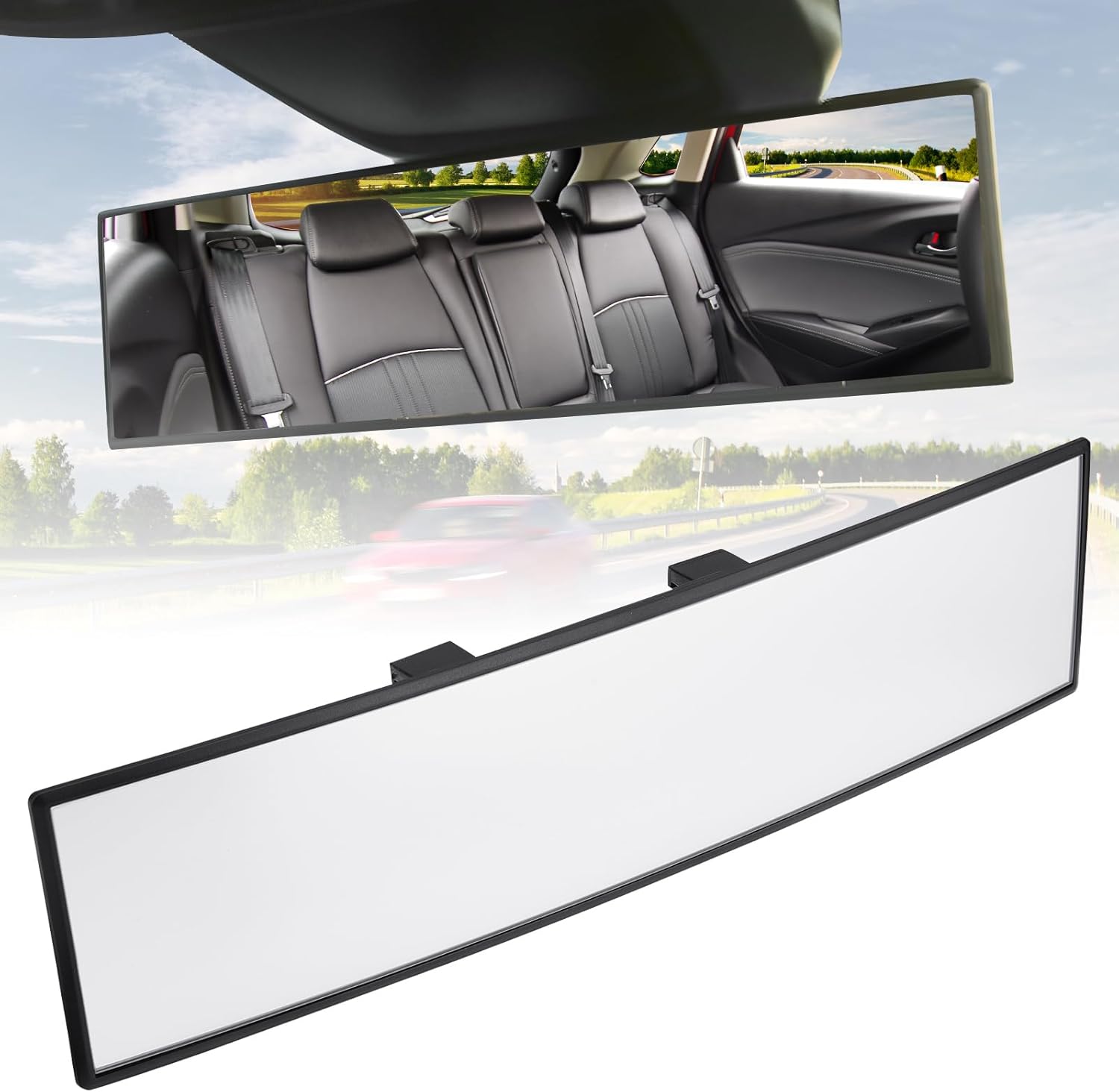 Panoramic Rear View Mirror, 12 Inch Wide Angle Clip On Mirror