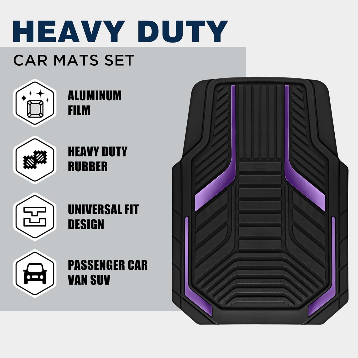 Rubber Floor Mats with Purple Accents, 4-Piece Set — view 2