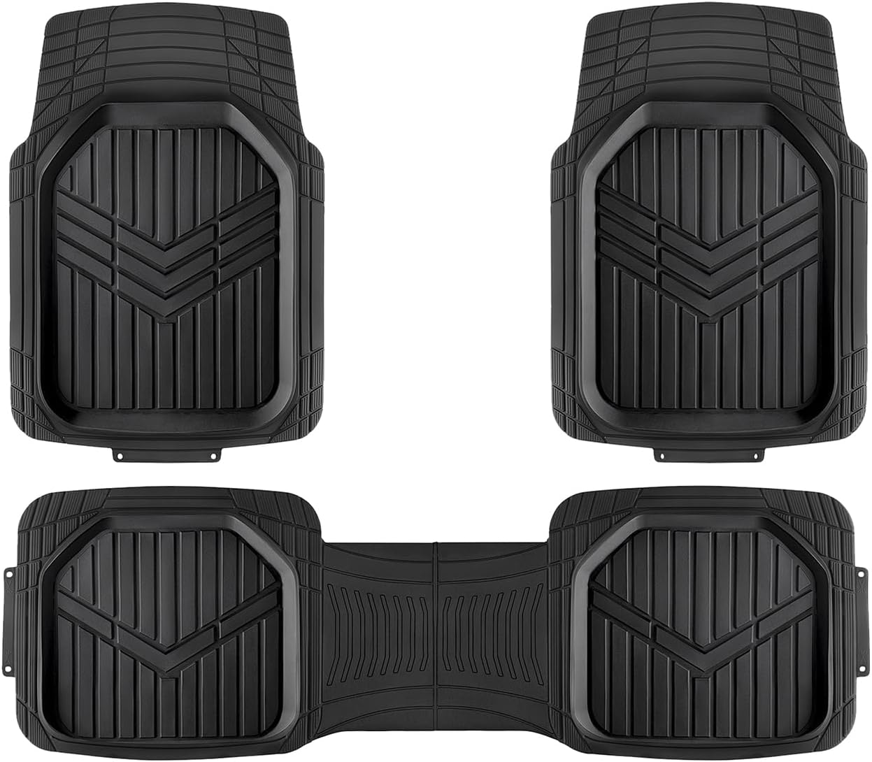 Universal Fit Heavy Duty PVC Car Floor Mats, 3-Piece Set, Black