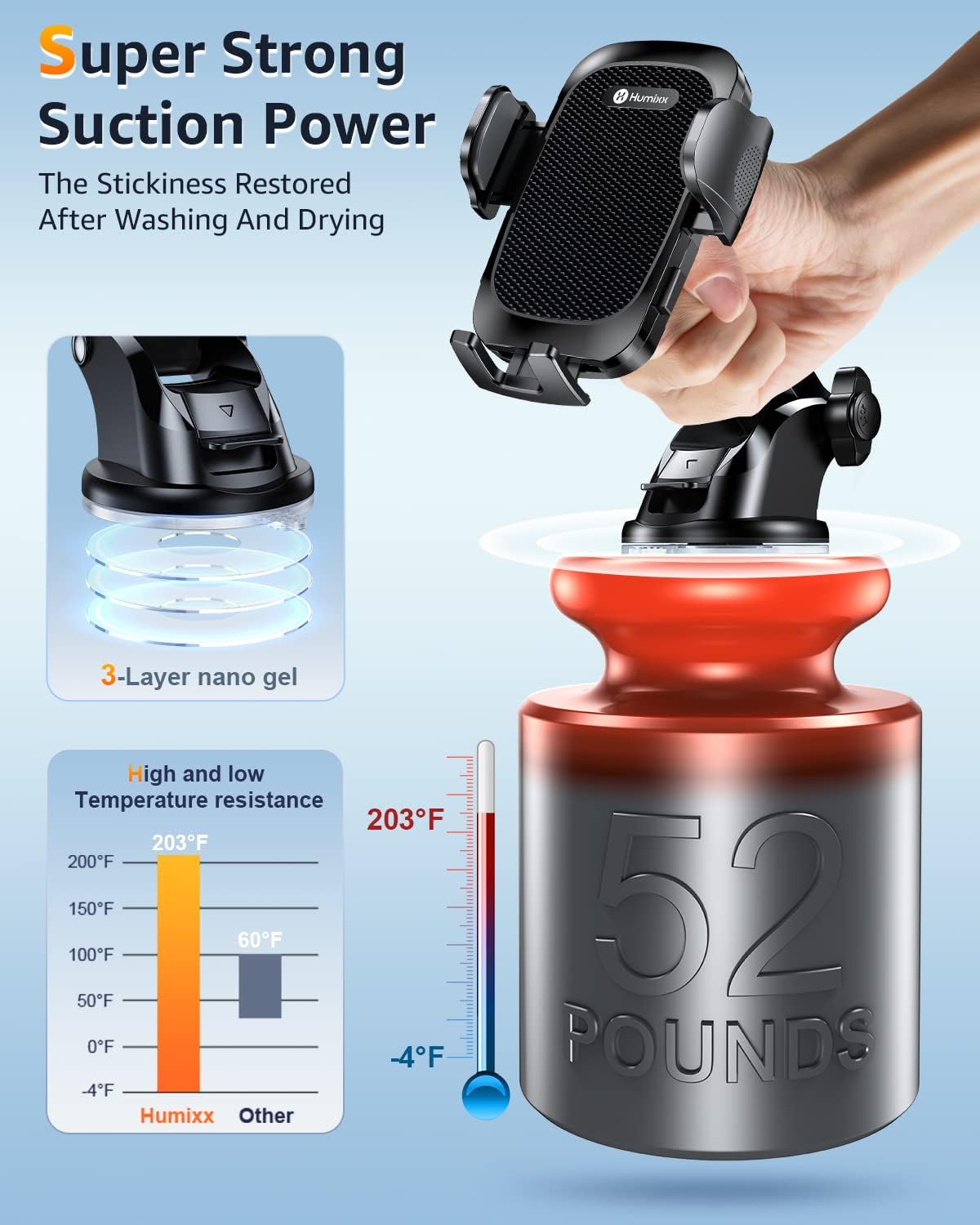 Universal Phone Mount for Car, Suction Cup and Vent Clip — view 2