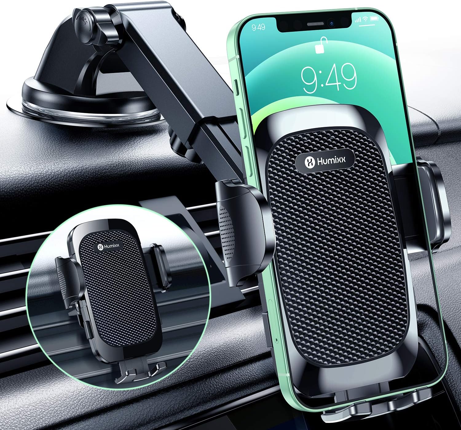Universal Phone Mount for Car, Suction Cup and Vent Clip